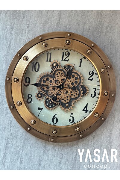 YASAR CONCEPT Elmonta Metal Çarklı Duvar Saati 60 Cm