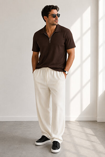 WENMİNG Men's Ribbed Ottoman Fabric T-Shirt Pants Summer Top and Bottom Combi...