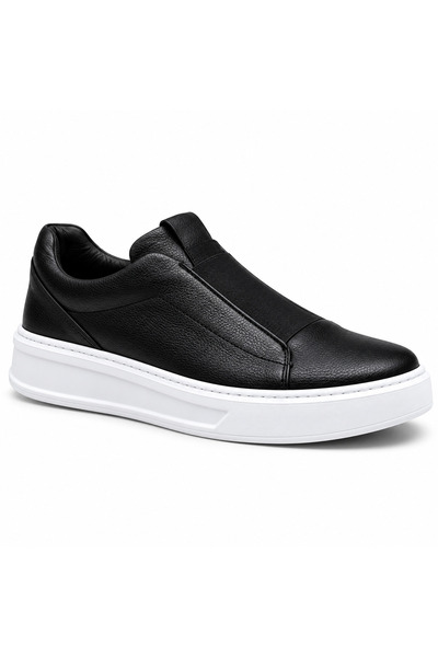 BESKAR Siyah Cilt Beyaz Tabanlı Ultra Hafif Erkek Sneaker - Günlük Rahat Spor...