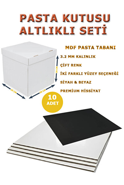 kutucum 30 x 30 x 20 PASTA KUTUSU VE MDF ALTLIK SETİ 10 ADET BEYAZ OLUKLU MUK...