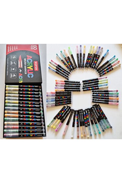 Modellino Brush Akrilik Marker Ufen Fırça Uçlu Akrilik Kalem Markör - 12 / 24...