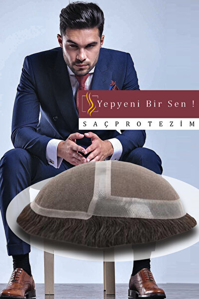 SACPROTEZİM Protez Saç Qa8 - 8x10 PLUS - Renk 1b( Koyu Kestane ) Ince Telli H...