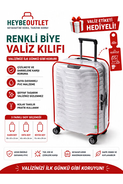 Heybeoutlet غطاء شفاف لحقيبة السفر وغطاء واقي للحقيبة ملون * أحمر * 👉   مضاد...