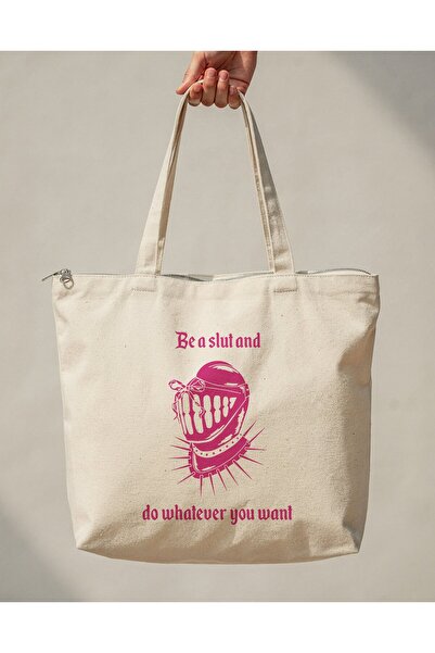 buzagi tasarım ürünleri Do Whatever Zippered Lined Gusseted Canvas Bag 35 X 4...
