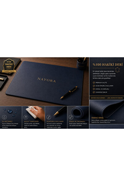 nayora Hakiki Deri Masa Sümeni – Premium Çalışma & Mouse Pedi