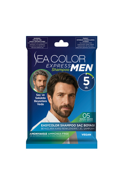 Sea Color Express Men Amonyaksız Şampuan Boya, Şampuan Kolaylığında Erkek Saç...
