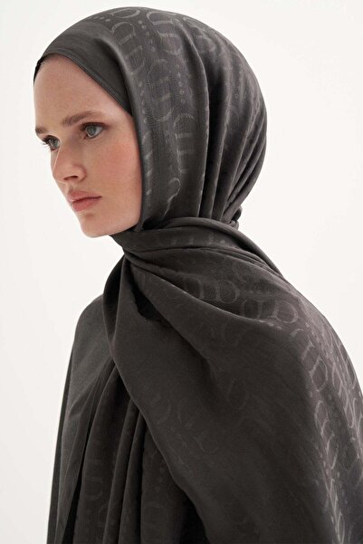 carell Luxe Desen Liora Cotton Shawl Dark Anthracite
