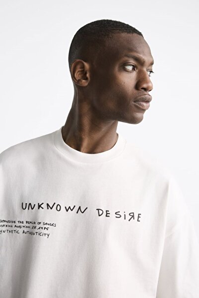 The Champ Clothing Велосипедна комір Unknown Desire з принтом Oversize Біла ч...