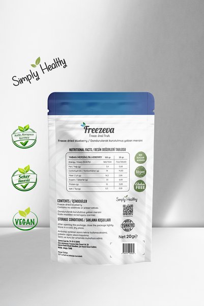 Freezeva Freeze Dried Blueberries 20 Gr – Freeze Dried Blueberries - Blueberry Fruit Chips