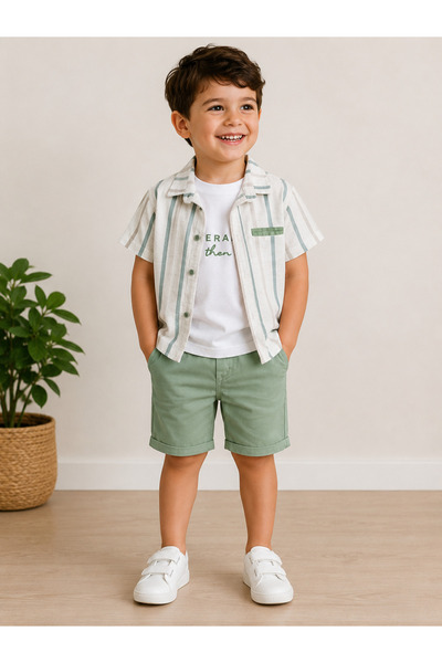 Efbey kids Boy's Striped Shirt 3 Piece Set