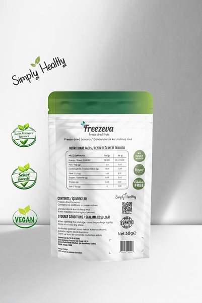 Freezeva Freeze Dried Banana 30 Gr - Freeze Dried Banana Dry Fruit Chips