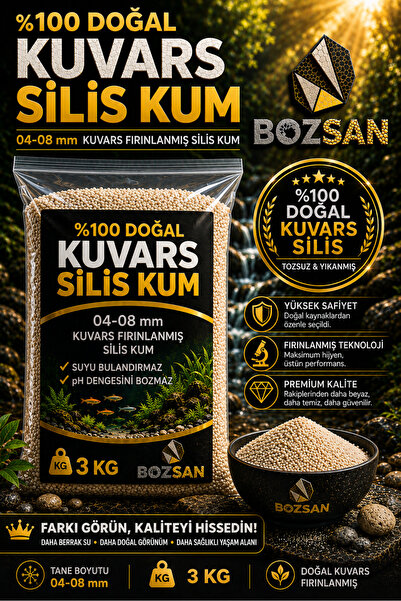 Bozsan 3 Kg 04-08 mm Silis Krem Renk Kumsal Kumu, Bitki Marimo Teraryum Kumu,...