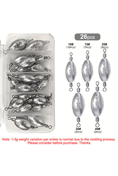 Choice Mixed-size 26pcs Fishing Weights Sinkers, Inline Weights Trolling Sink...