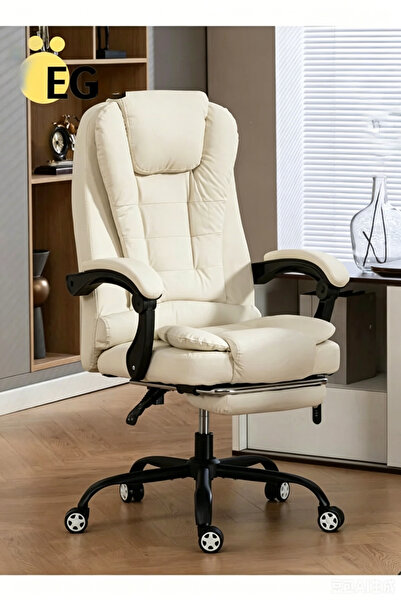 EGG Ergonomic Office Desk Computer Chair PU Leather Swivel High-Back Reclinin...
