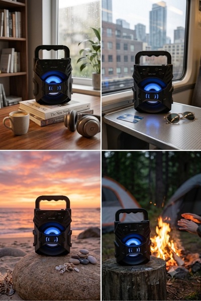 gold light 1057 Fm Radyolu Mini Taşınabilir Müzik Çalar Kutusu Bluetooth'lu Ses Bombası Hoparlör