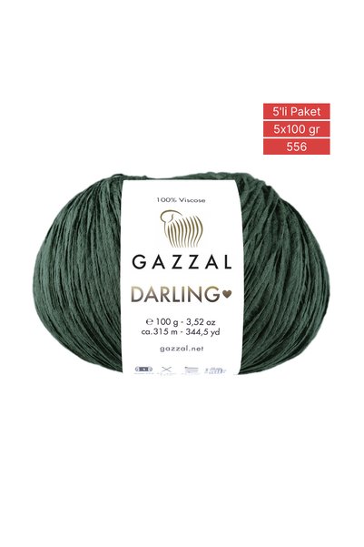 Gazzal Darling 100% Viscose Hand Knitting Yarn 5 Pack 500 Gr Shiny Soft Summer Knitting Yarn 556