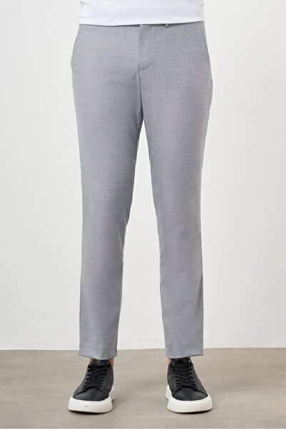 Morven Pantaloni slim cu elastic cu model din poliviscon gri pentru bărbați