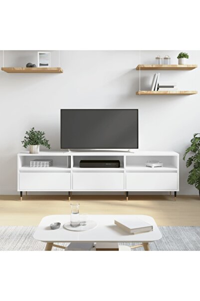 Concept Comodă TV, alb, 150x30x44,5 cm, lemn prelucrat