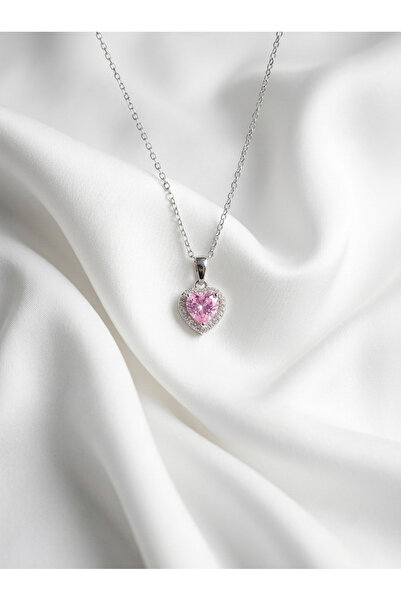 Evorya Women's Stainless Steel Silver Color Heart Necklace