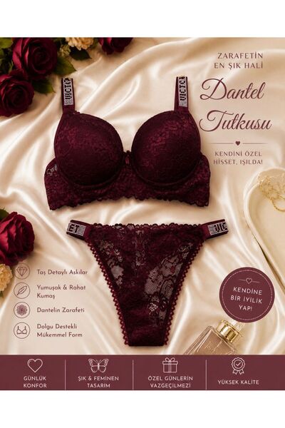 NİVENE Bordo Stone Supported Underwear Set