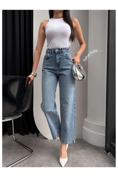 ESRAHELVACI Dağınık Taşlı Boyfriend Jean