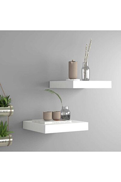 Concept Rafturi de perete suspendate, 2 buc., alb, 23x23,5x3,8 cm, MDF