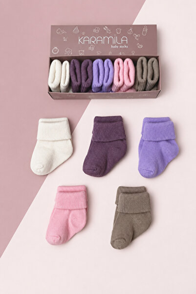 KARAMİLA 5'li Set Bebek BAMBU Çorap - Yenidoğan Çorap - Bebek Çorap Baby Socks