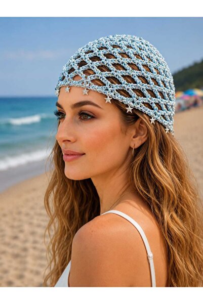 CiselToys Trend Plaj Örme Saç Aksesuarı File Bandana Mavi