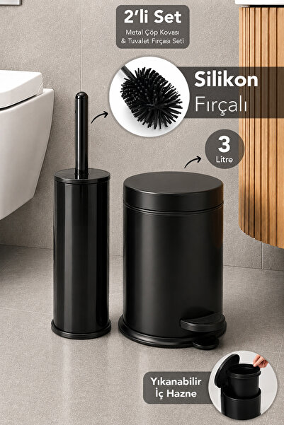 Meleni Home 2-Piece Bathroom Set - Toilet Bowl Brush with Silicone Tips and P...