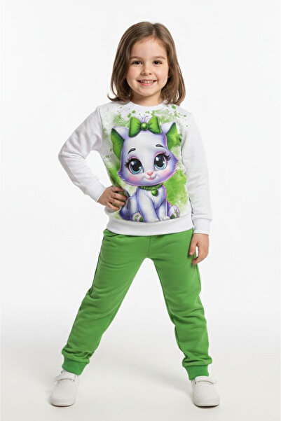 TOFİSA Set de pijamale cu imprimeu verde pentru fete - 28238-VERDE