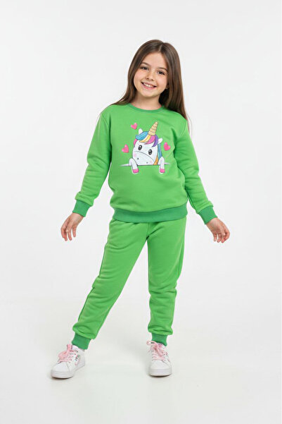 TOFİSA Set de trening verde cu imprimeu pentru fete - 28176-VERDE
