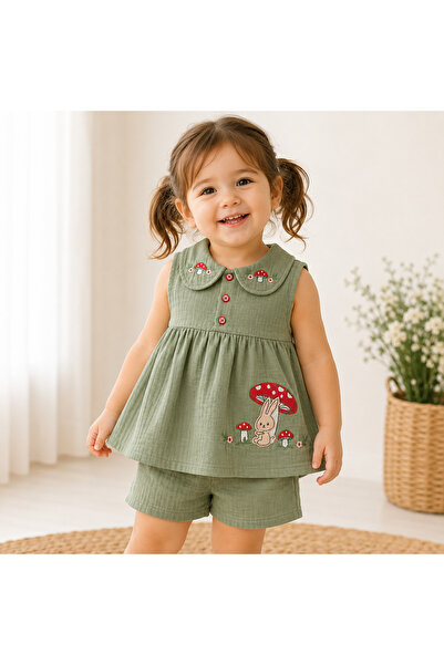 babymilk Embroidered Cotton Girls' Muslin Set