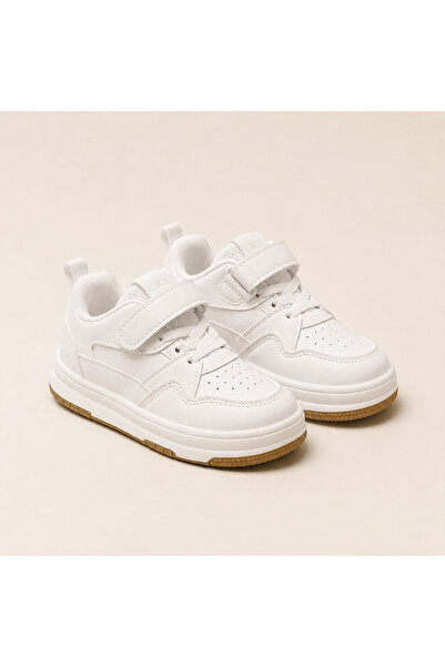 Kidohug Pantofi albi copii, Classic White, inchidere cu scai