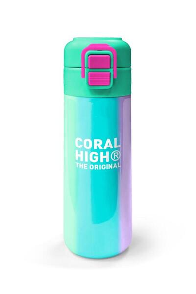 Coral High Kids Colorful Striped Straw and Direct Drinking Steel Thermos 500 ...