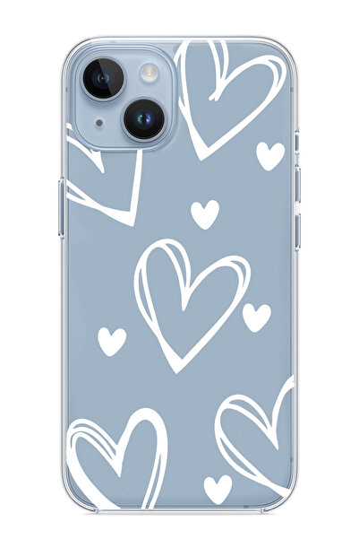 3GEN CASE iPhone 13/iPhone 14 Uyumlu Big Kalpler Desenli Şeffaf Silikon Kılıf