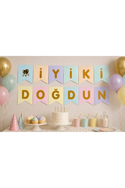 Acar Süs İyiki Doğdun Yazısı Rengarenk BANNER Doğum Günü Parti Yazısı