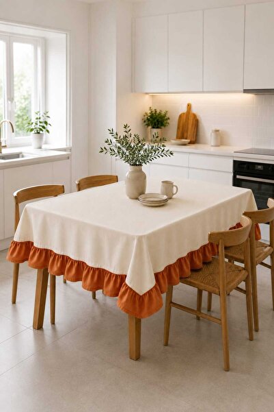 HOME ART ATELIER hand made Çift Renk Fırfırlı Bej Naturel Vintage - Soft Kete...