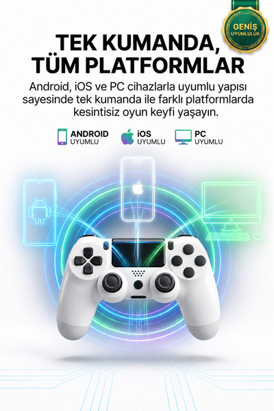 Maybax Kablosuz Oyun Kolu Bluetooth Gamepad PS4 PC Android iOS Uyumlu Titreşi...