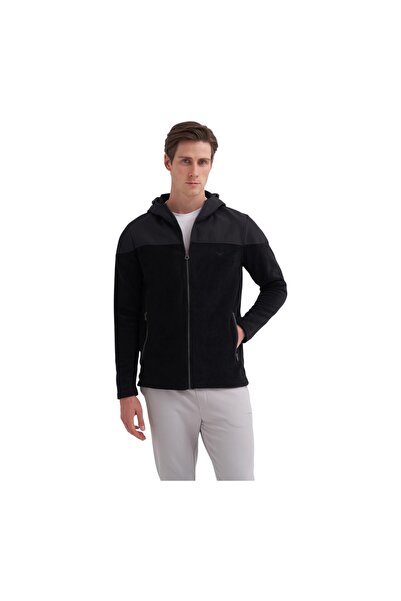 Cazador Cardigan pentru bărbați din țesătură fleece cu glugă, croială regular...