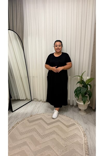 Butik Cep Detaylı Modal Kumaş Elbise