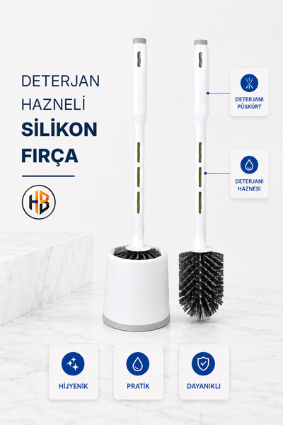 HOBİLON Silikon Uçlu Deterjan Hazneli Tuvalet WC Temizleme Fırçası