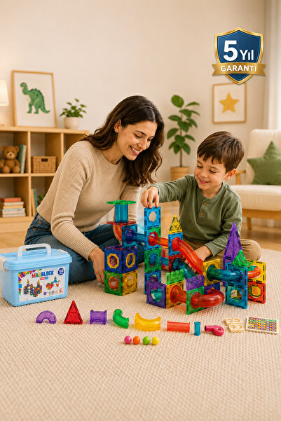 Magblock 108 Piece Building Blocks and Cylinders Magnetic Toy Set - with Stor...