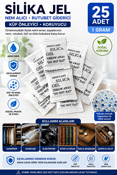 Dünya Magnet 1 Gr. Silikajel - Nem Alıcı Rutubet Giderici - Küf Önleyici Sili...
