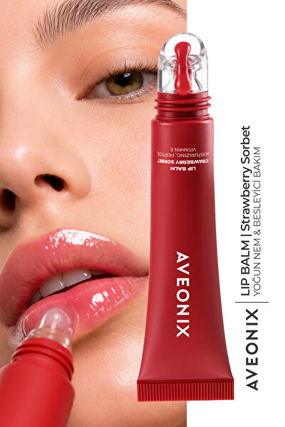 AVEONIX Cam Görünümlü Dudak Parlatıcısı Lip Balm Strawberry Sorbet | Yoğun Ne...