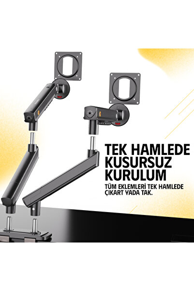 North Bayou Nb Ergonomic Çift Kol Amortisörlü Monitör Tutucu 17-30" Lcd Led Monitör Tutucu-siyah A5C
