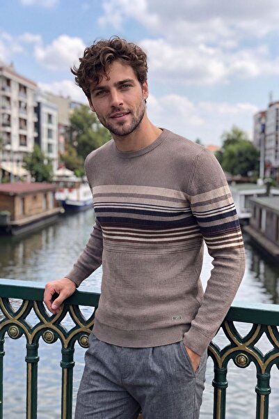 Çizgi Triko Men's Crew Neck Mink Sweater Knitwear Thessaloniki Knitted Patter...
