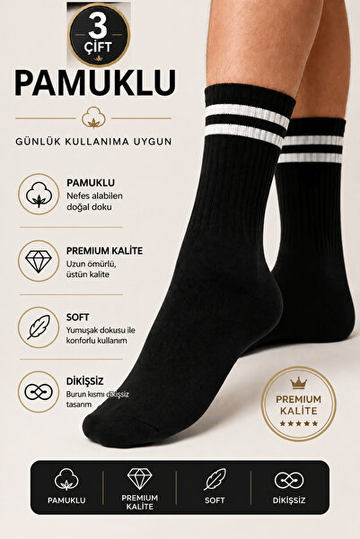 MultiButik Xgri̇ Polo Premium Quality Unisex Tennis Socks (3 Pairs)