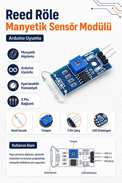 RobotikDepo Reed Röle Manyetik Sensör Modülü - Arduino Uyumlu