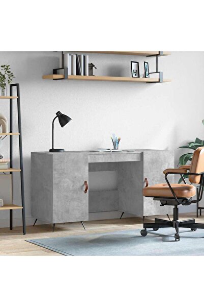 Concept Birou, gri beton, 140x50x75 cm, lemn compozit