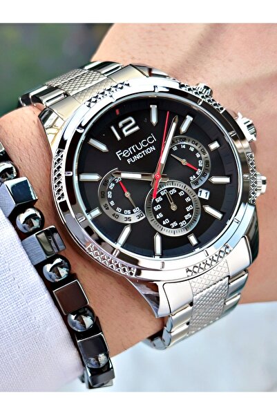 Ferrucci Functional Black Dial Men's Wristwatch 3 Atm Water Resistance